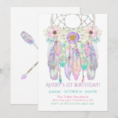 Dream Catcher Boho Feathers Arrows Invitation Kaart (Voorkant / Achterkant)