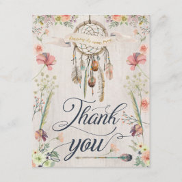 Dream Catcher Boho Floral schreef Bedankt kaarten