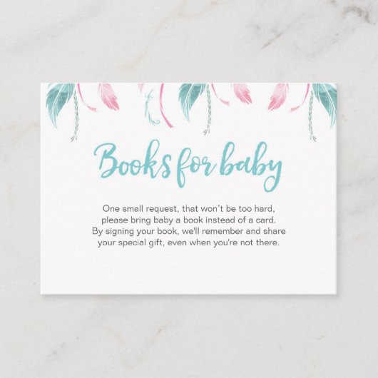 Dream Catcher Book Request Baby shower Insert Kaar Informatiekaartje (Voorkant)