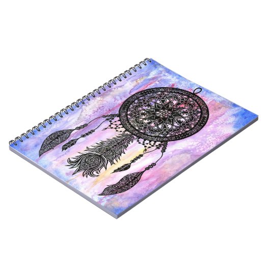 Dream Catcher Design met Waterverf Backdrop Notitieboek (Linkerzijde)