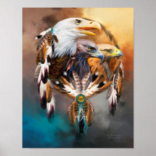 Dream Catcher - Drie Eagles Art Poster/Print Poster