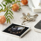 Dream catcher en blue eyed Husky Sleutelhanger (Zijkant)