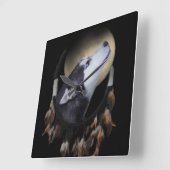 Dream catcher en blue eyed Husky Vierkante Klok (Hoek)