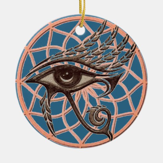 Dream Catcher Eye of Horus Blue Keramisch Ornament (Voorkant)
