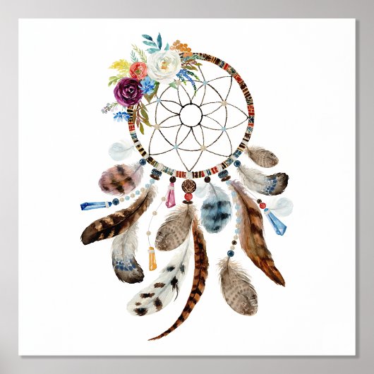 Dream Catcher Feather en Flowers Folie Afdrukken (Voorkant)