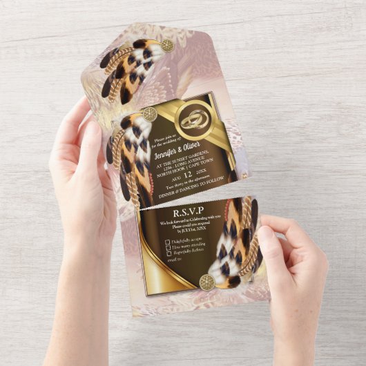 Dream Catcher Feathers All in One Wedding Invite All In One Uitnodiging (Afscheurbaar)