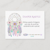 Dream Catcher Feathers Pastels Diaper Raffle Informatiekaartje (Voorkant)