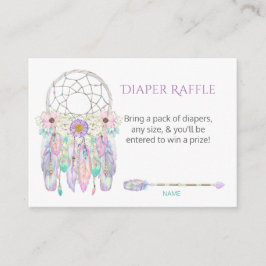 Dream Catcher Feathers Pastels Diaper Raffle Informatiekaartje