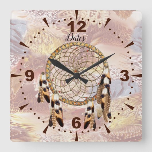 Dream Catcher Home Decor Vierkante Klok (Voorkant)