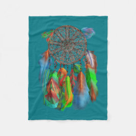 Dream catcher in rode en groene kleuren fleece deken