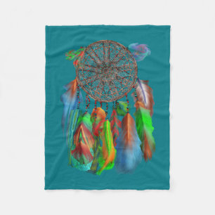 Dream catcher in rode en groene kleuren fleece deken