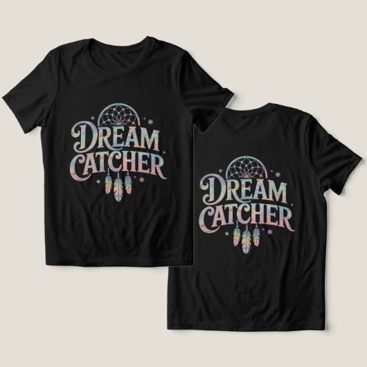 Dream Catcher iriserende holografische tekst Tri-Blend Shirt (Ontwerp Voorkant & Achterkant)