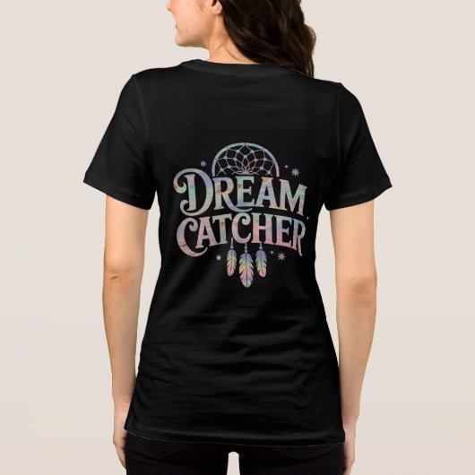 Dream Catcher iriserende holografische tekst Tri-Blend Shirt (Achterkant)