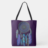 Dream catcher met een magische vogel turquoise ver tote bag (Achterkant)