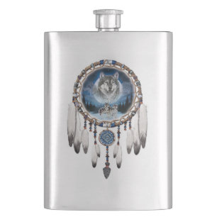 Dream Catcher met wolf achtergrond Flacon