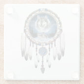 Dream Catcher met wolf achtergrond Glazen Onderzetter (Achterkant)