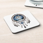 Dream Catcher met wolf achtergrond Onderzetter (Linkerzijde)