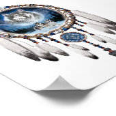 Dream Catcher met wolf achtergrond Poster (Hoek)