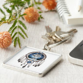 Dream catcher met wolf achtergrond sleutelhanger (Zijkant)
