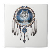 Dream Catcher met wolf achtergrond Tegeltje (Voorkant)
