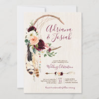 Dream Catcher Moon Peach & Burgundy Boho Wedding