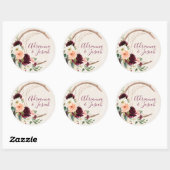 Dream Catcher Moon Peach & Burgundy Boho Wedding Ronde Sticker (Vel)