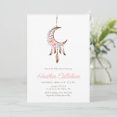 Dream catcher Pink Boho Baby shower Invitation Kaart (Staand voorkant)