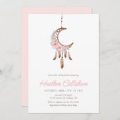 Dream catcher Pink Boho Baby shower Invitation Kaart (Voorkant / Achterkant)