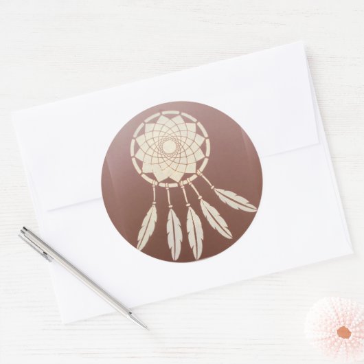 Dream catcher ronde sticker (Envelop)