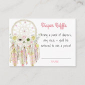 Dream Catcher Roze Baby shower Luier Raffle Informatiekaartje (Voorkant)