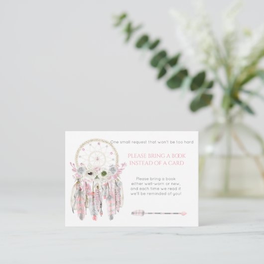 Dream Catcher Roze Gray Ivory Shower Book Request Informatiekaartje (Staand voorkant)