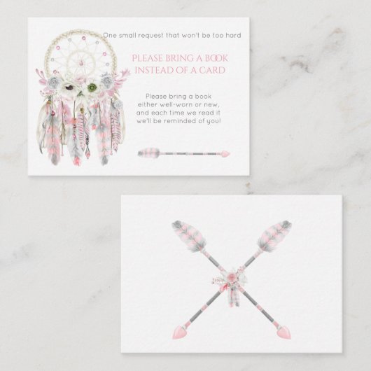 Dream Catcher Roze Gray Ivory Shower Book Request Informatiekaartje (Voorkant / Achterkant)