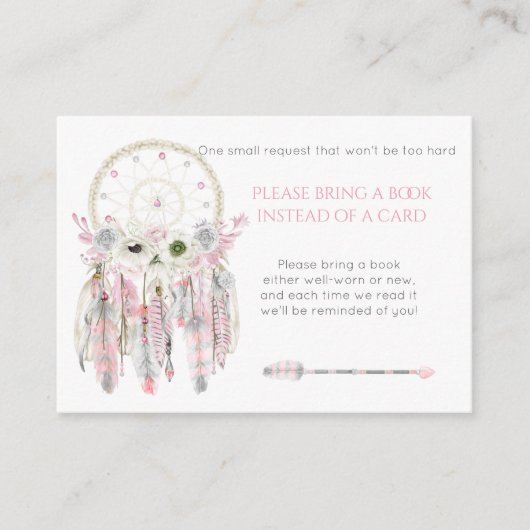 Dream Catcher Roze Gray Ivory Shower Book Request Informatiekaartje (Voorkant)
