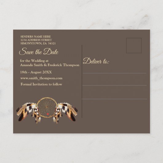 Dream Catcher Save the Dates Aankondigingskaart (Achterkant)