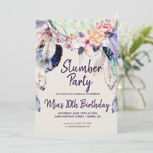 Dream-catcher Slumber Party Uitnodiging (Staand voorkant)
