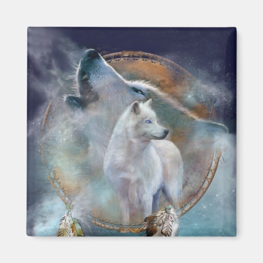 Dream Catcher - Spirit Wolf Art Magnet (Voorkant)