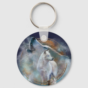 Dream Catcher - Spirit Wolf Art Sleutelhanger