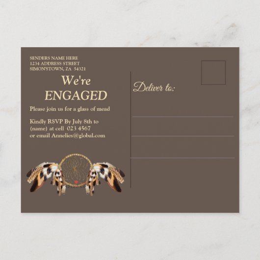 Dream Catcher Verloving Uitnodiging Briefkaart (Achterkant)