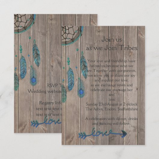 Dream Catcher Wedding Kaart (Voorkant / Achterkant)