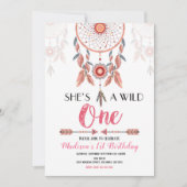 Dream Catcher Wild One 1e verjaardag Uitnodiging (Voorkant)