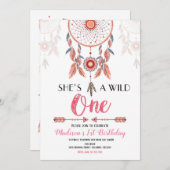 Dream Catcher Wild One 1e verjaardag Uitnodiging (Voorkant / Achterkant)