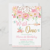 Dream Catcher Wild One 1st Birthday Boho Floral Kaart (Voorkant)