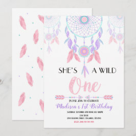 Dream Catcher Wild One 1st Birthday Invitation Kaart