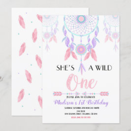 Dream Catcher Wild One 1st Birthday Invitation Kaart
