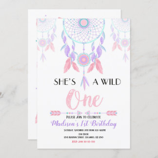 Dream Catcher Wild One 1st Birthday Invitation Kaart