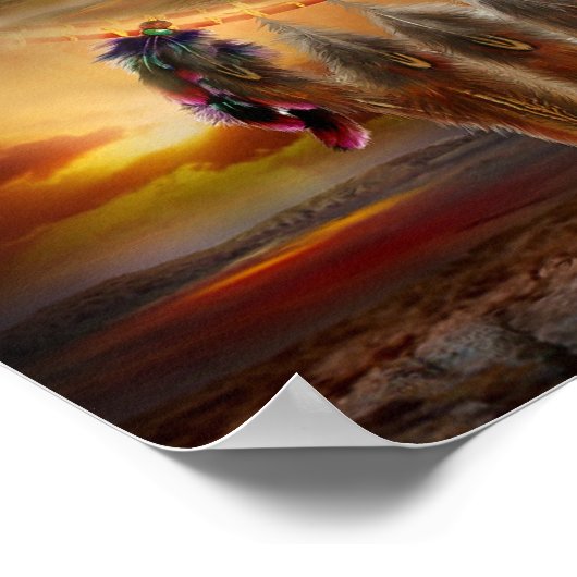 Dream Catcher - WolfLand Art Poster/Afdruk Poster (Hoek)