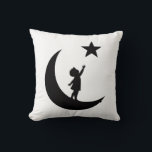 Dream Chaser Cute Minimalist Moon and Star Design Kussen<br><div class="desc">Bring imagination to life with this enchanting minimalist design of a child reaching for a star while standing on the moon. Perfect for kids’ t-shirts, pajamas, towels, and nursery accessories, this artwork inspires dreams, courage, and curiosity. Its clean silhouette fits beautifully on both light and dark fabrics, making it ideal...</div>