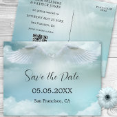 Dream Cloud Angel Wings QR Code Save the Date Aankondigingskaart