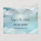 Dream Cloud Angel Wings QR Code Save the Date Aankondigingskaart (Voorkant)