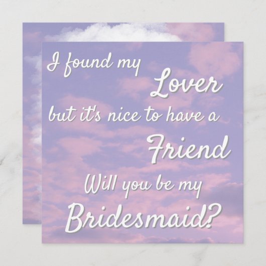 Dream Clouds Lover Bridesmaid Proposal Kaart (Voorkant / Achterkant)